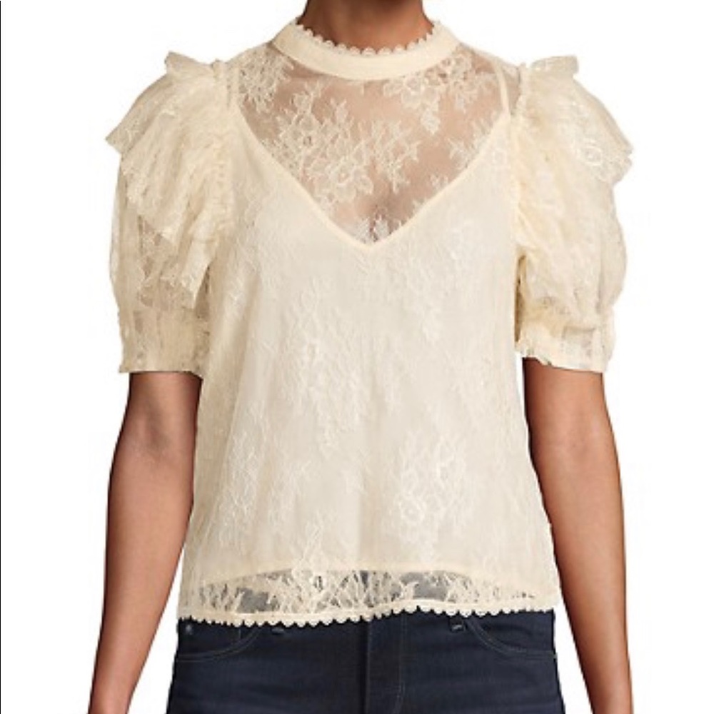Lace Free People Top in Eggnog